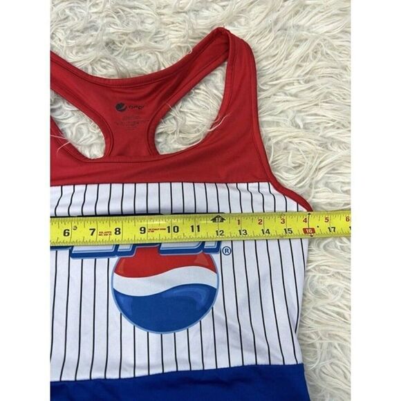 Pepsi Womens Size Large One Piece Swimsuit Razor Back Retro Summer Red & Blue - Picture 4 of 10